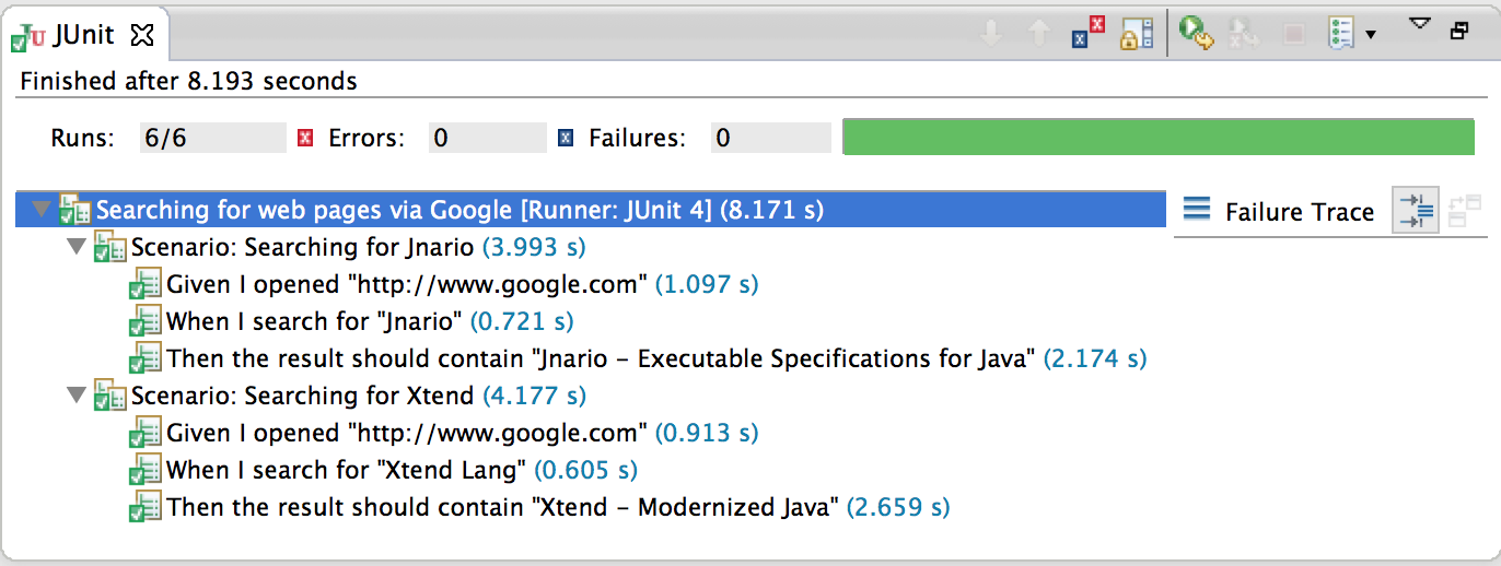 Jnario JUnit execution